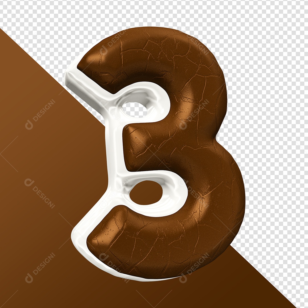 Número 3 Elemento 3D Para Composição PSD