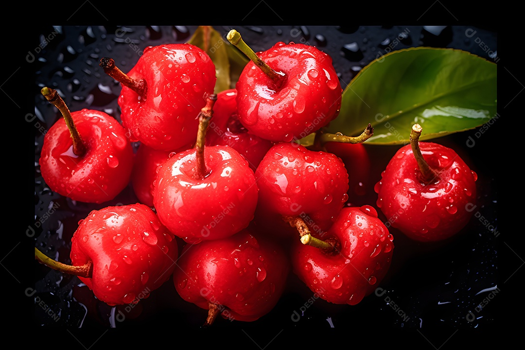 Acerolas saborosas sobre fundo isolado