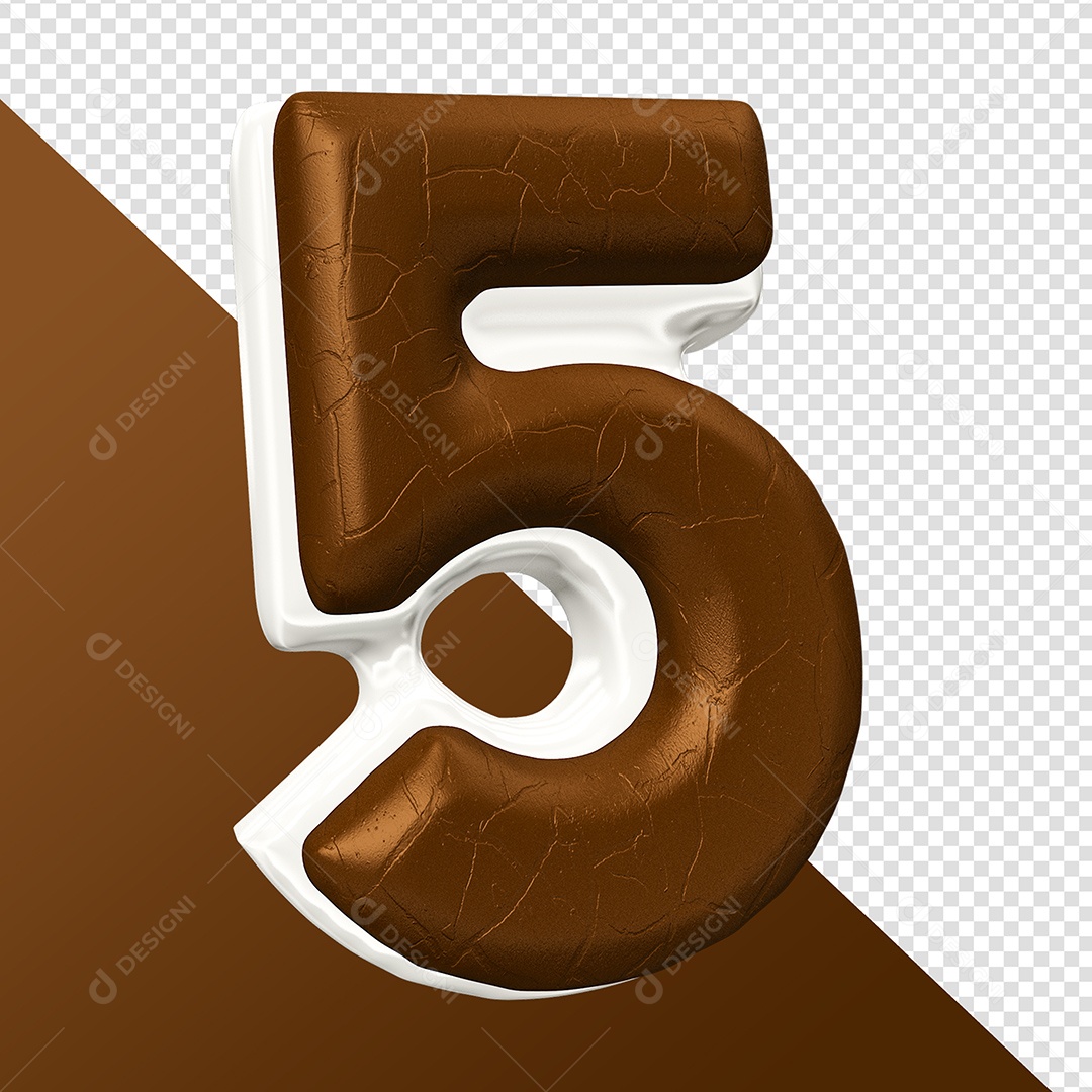 Número 5 Elemento 3D Para Composição PSD