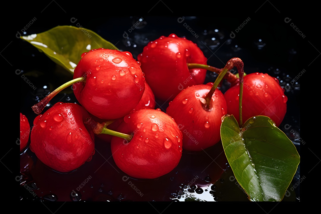 Acerolas saborosas sobre fundo isolado