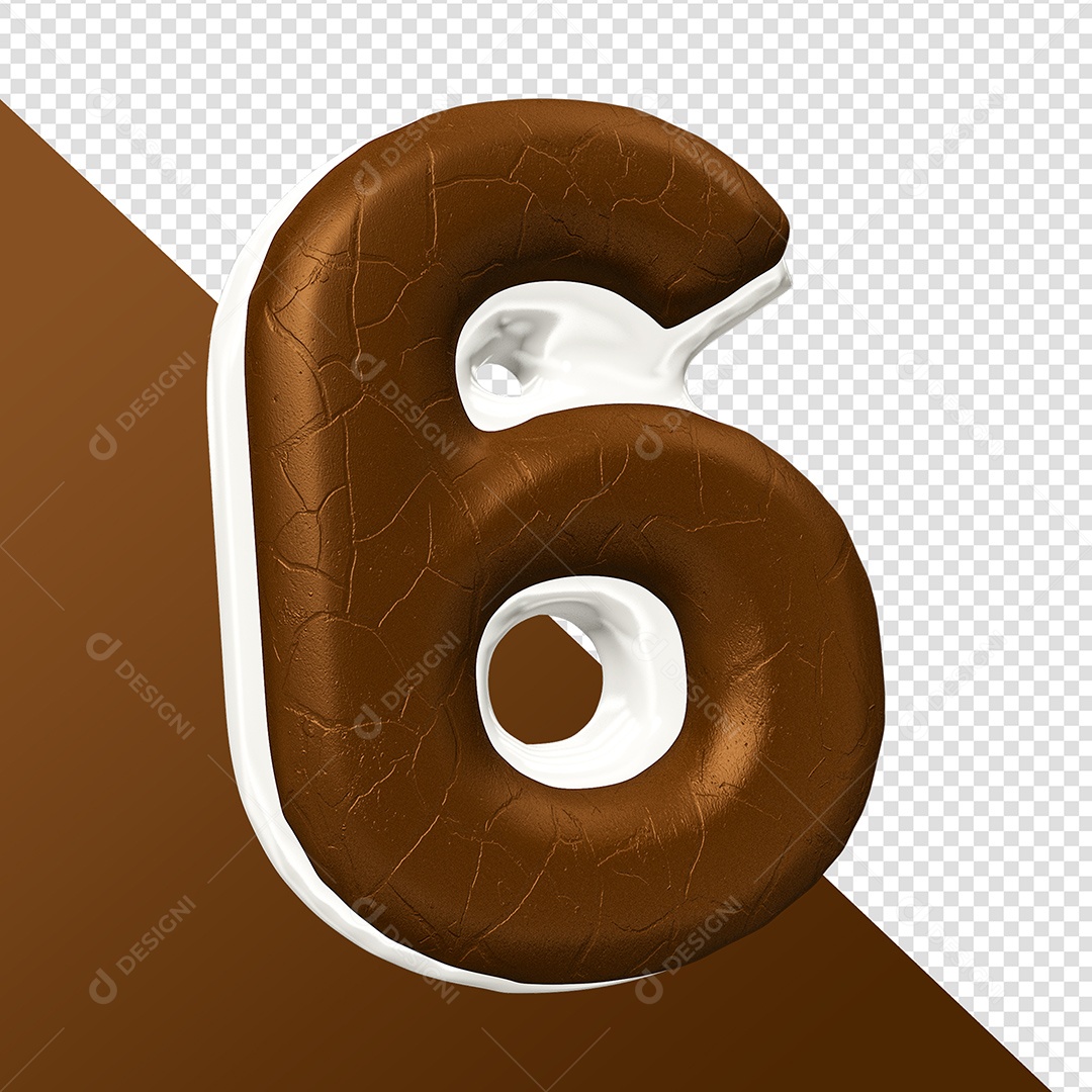 Número 6 Elemento 3D Para Composição PSD