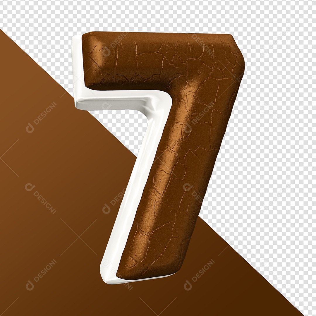 Número 7 Elemento 3D Para Composição PSD