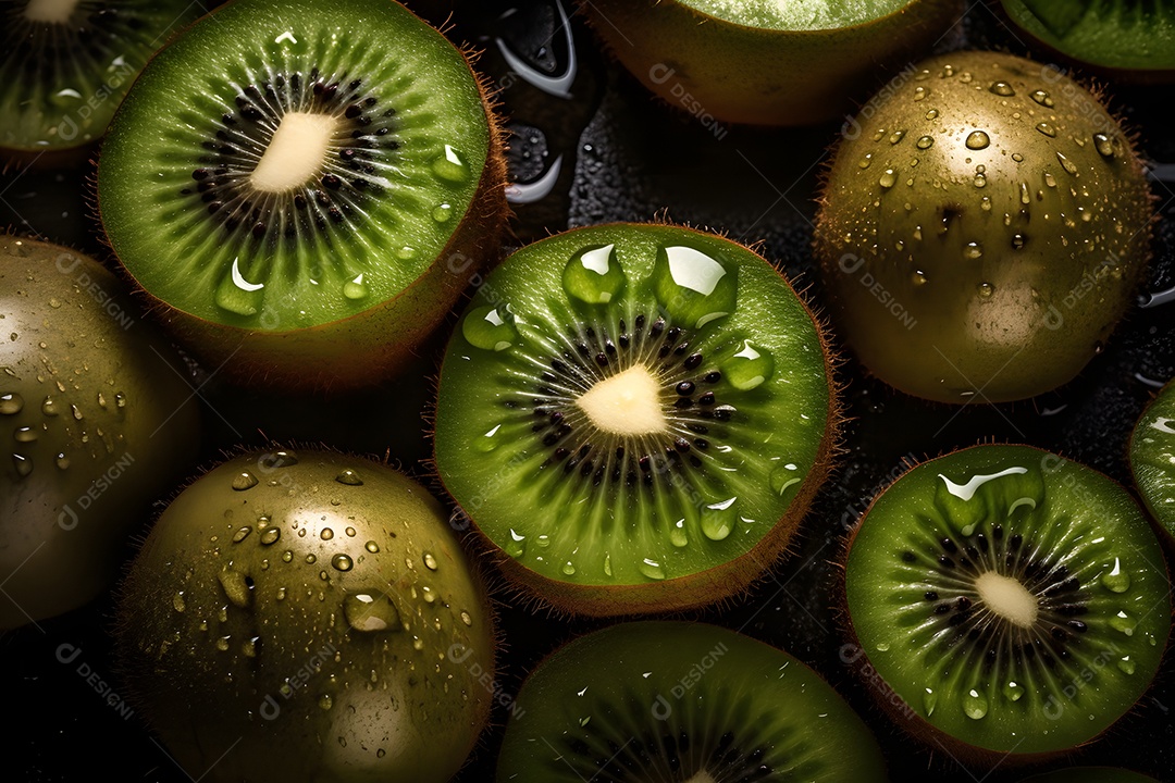 Kiwi partido ao meio saboroso sobre fundo isolado