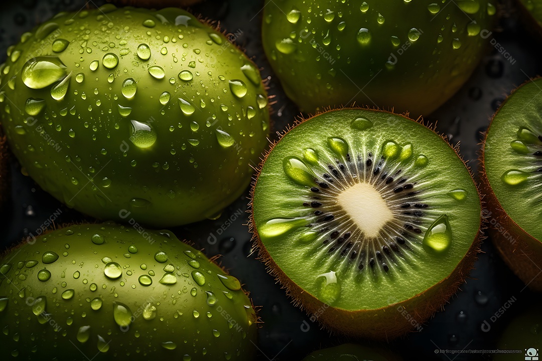 Kiwi partido ao meio saboroso sobre fundo isolado