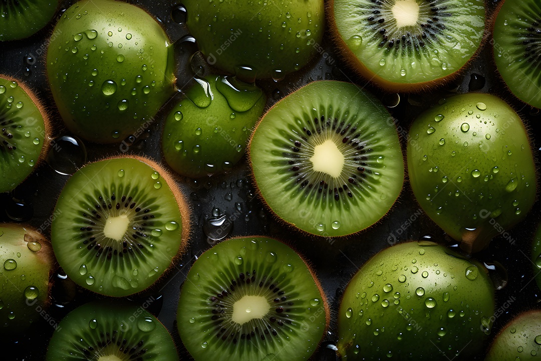 Kiwi partido ao meio saboroso sobre fundo isolado