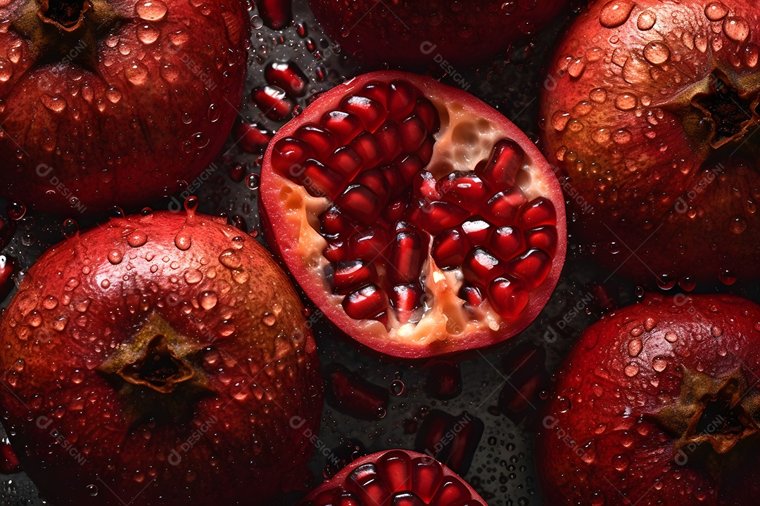 Romã fruta sobre fundo isolado