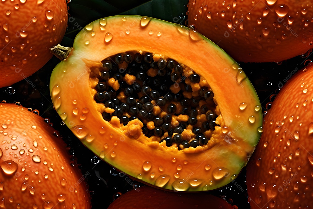 Mamão delicioso cortado em fatias