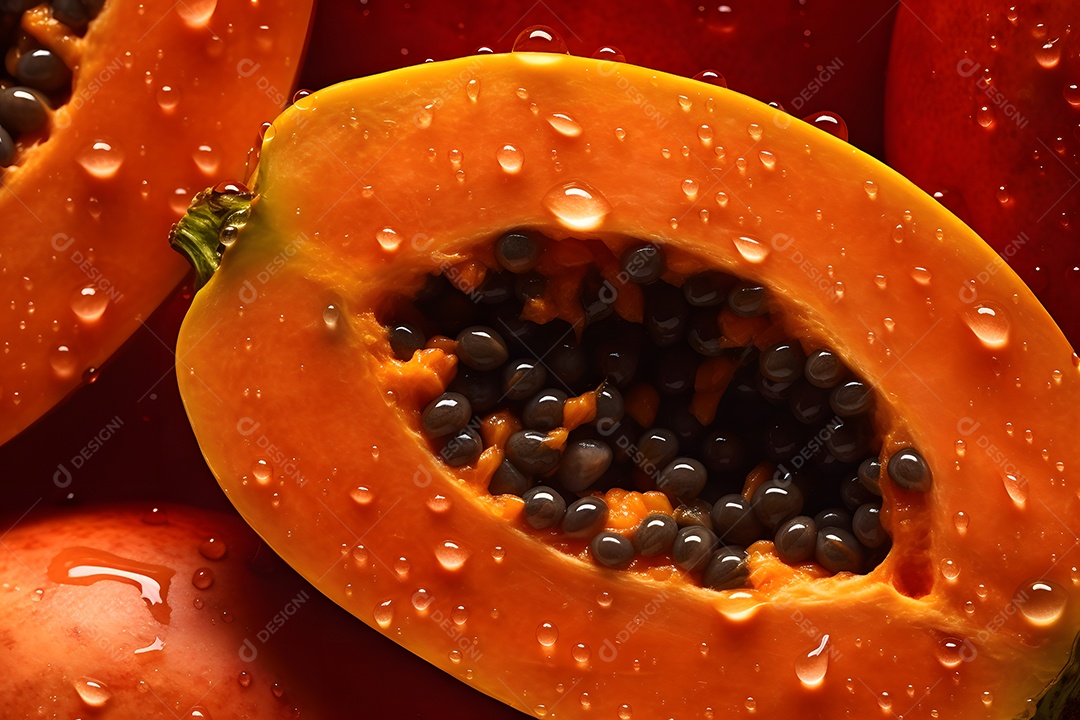 Mamão delicioso cortado em fatias