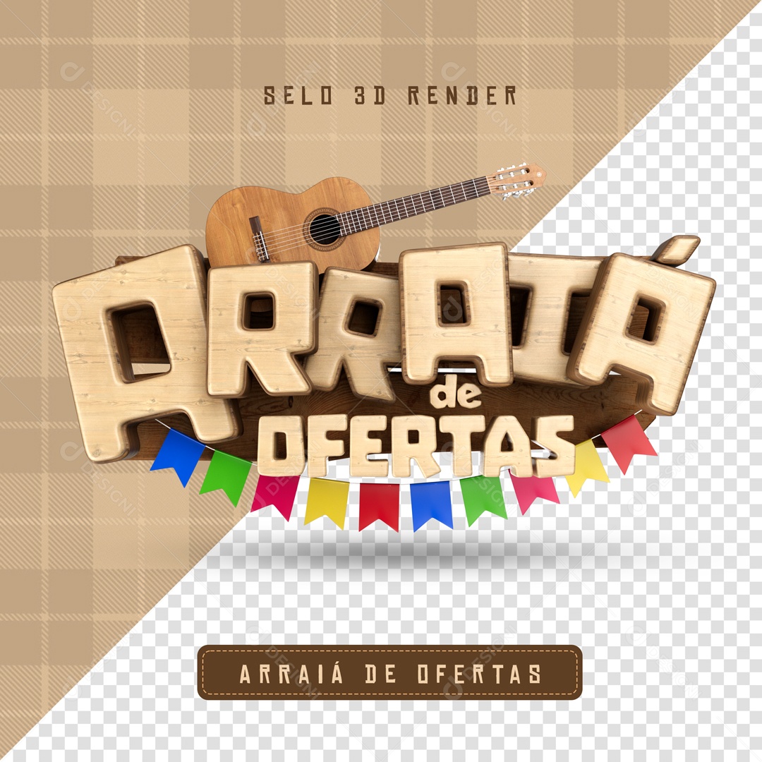 Selo 3D Para Composição Arraiá de Ofertas PSD