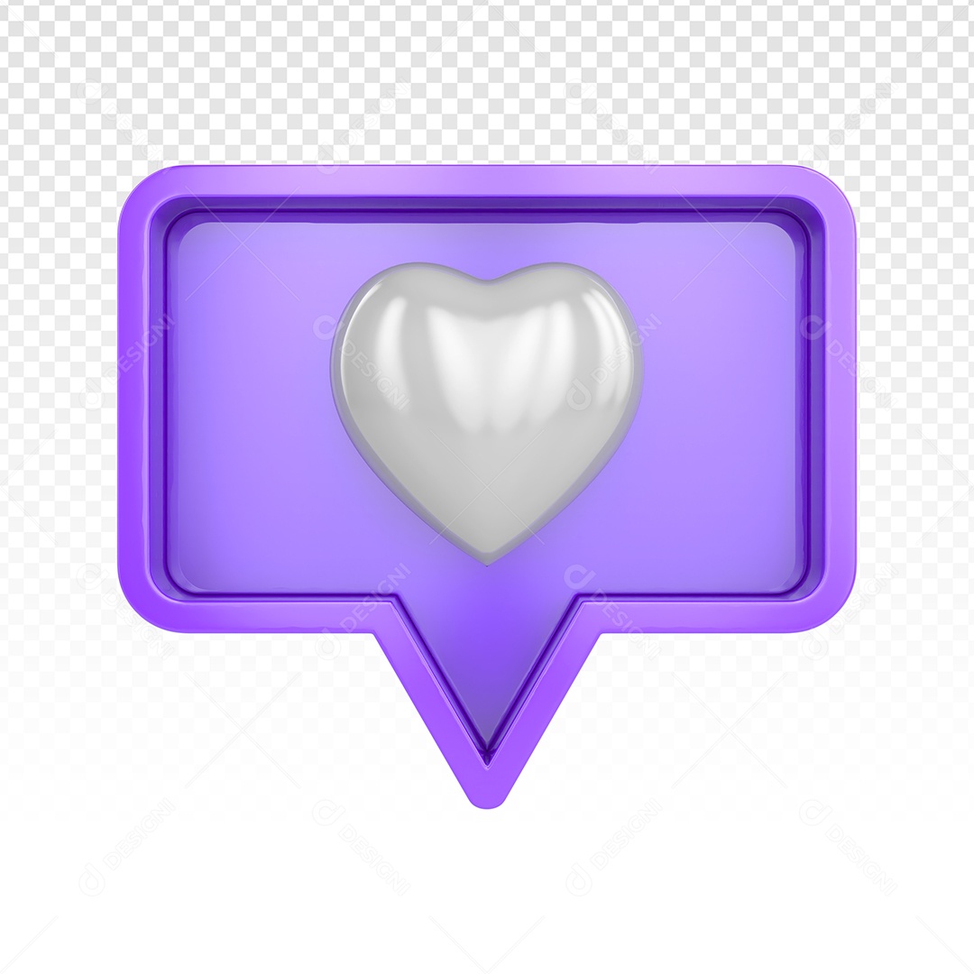Elemento 3D Emoji De Roxo Rosa Coração Prata Para Composição PSD