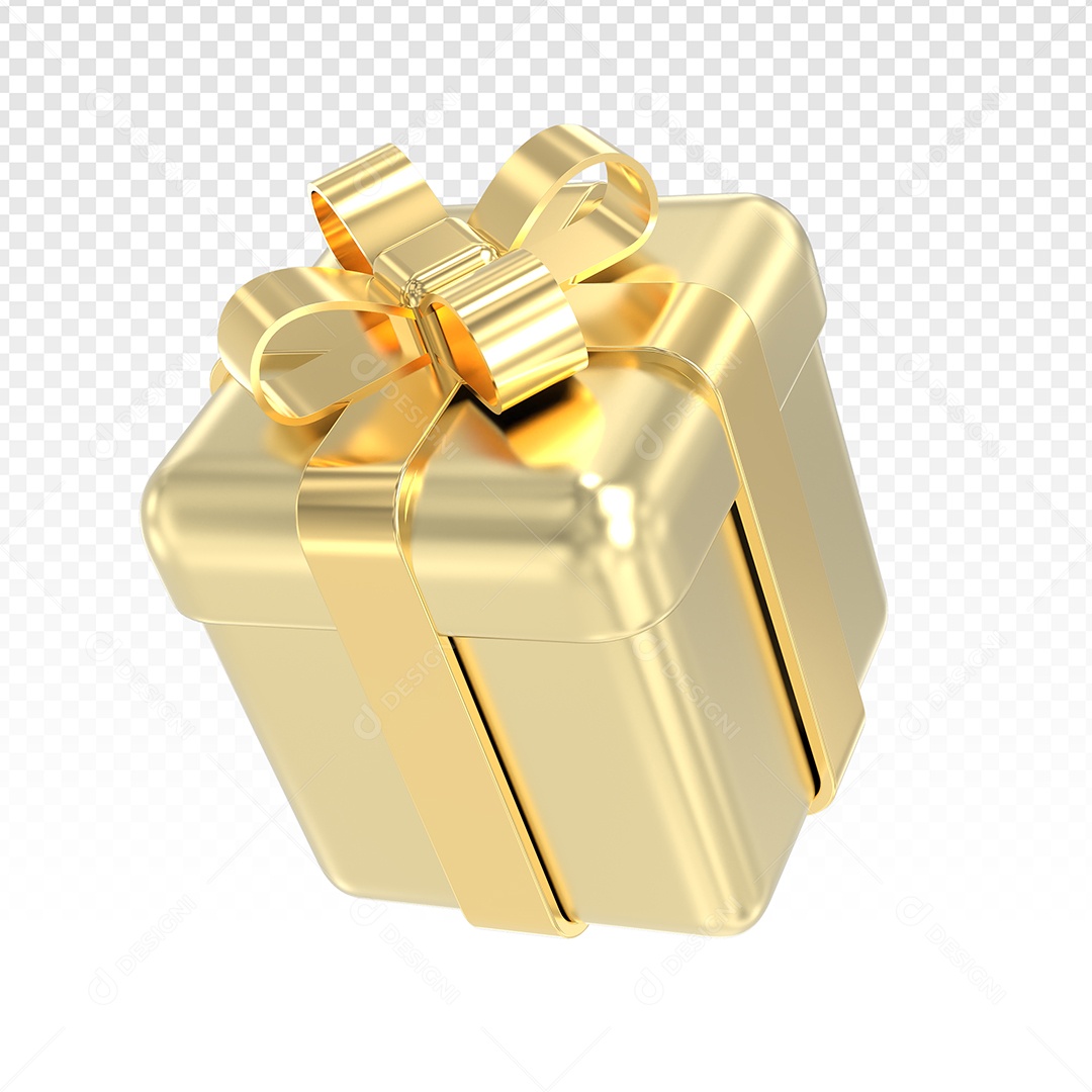 Elemento 3D Caixa De Presente Dourada Fita Dourada Para Composição PSD