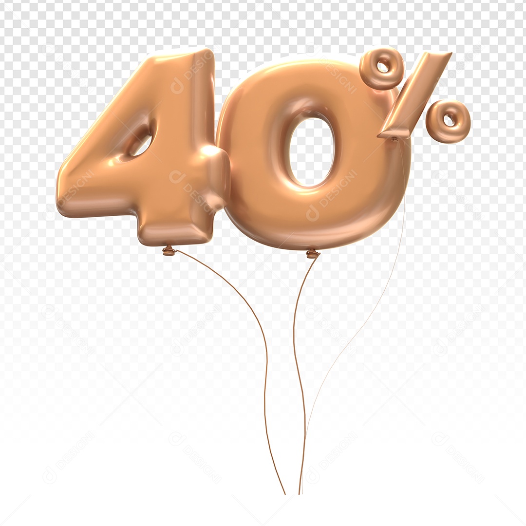 Balão Marrom Número 40% Desconto Elemento 3D Para Composição PSD
