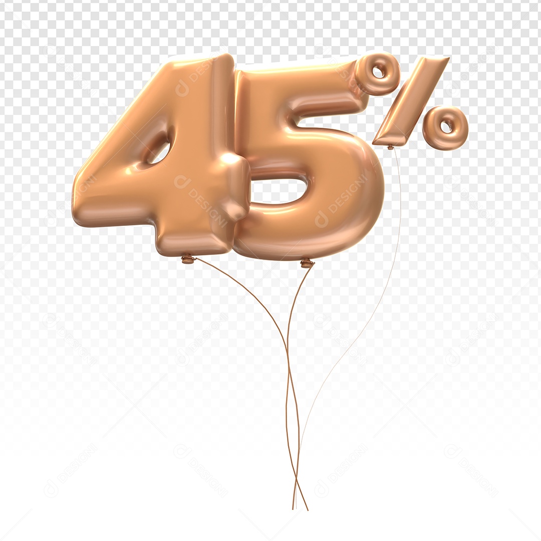Balão Marrom Número 45% Desconto Elemento 3D Para Composição PSD