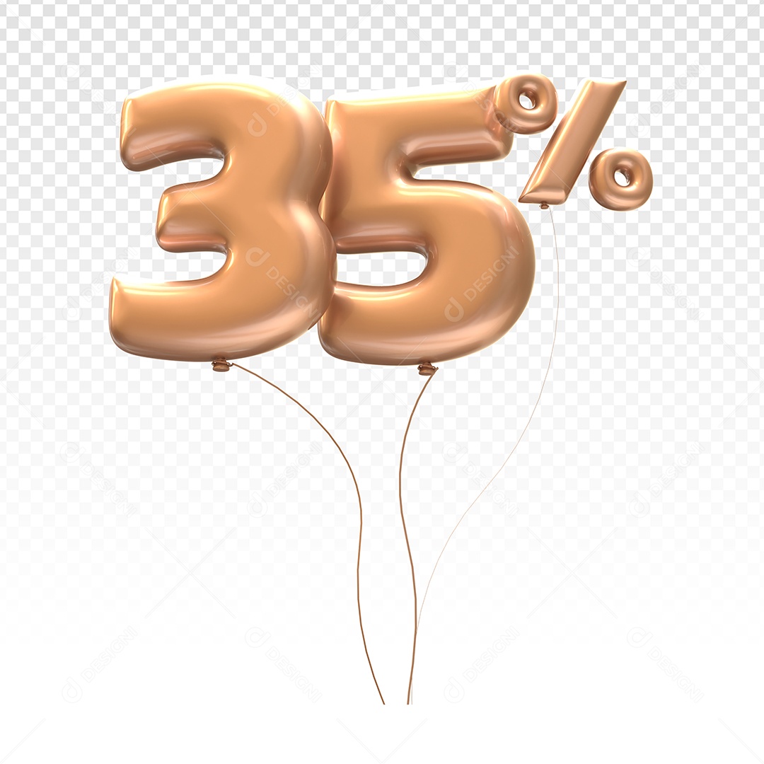 Balão Marrom Número 35% Desconto Elemento 3D Para Composição PSD