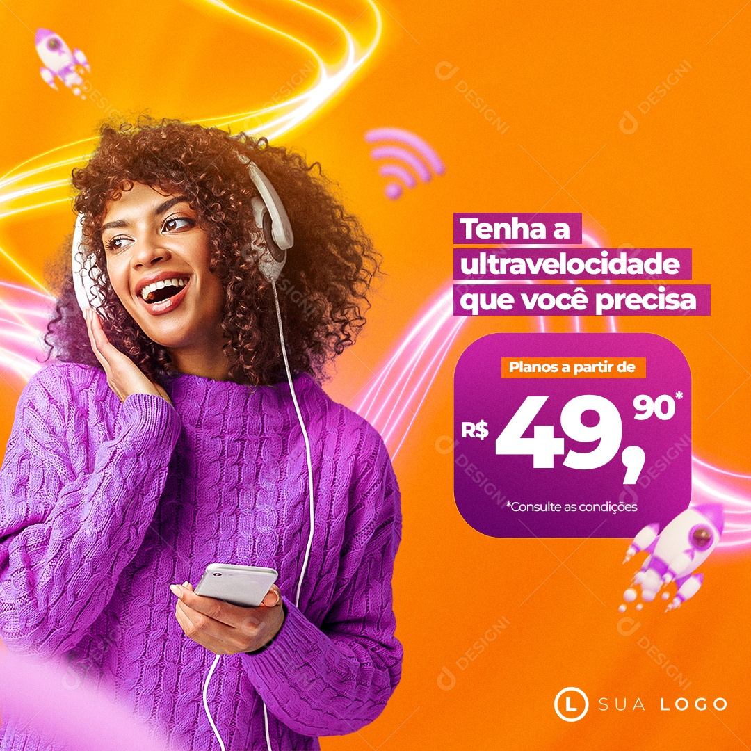 Internet Com a Velocidade do Futuro Social Media PSD Editável