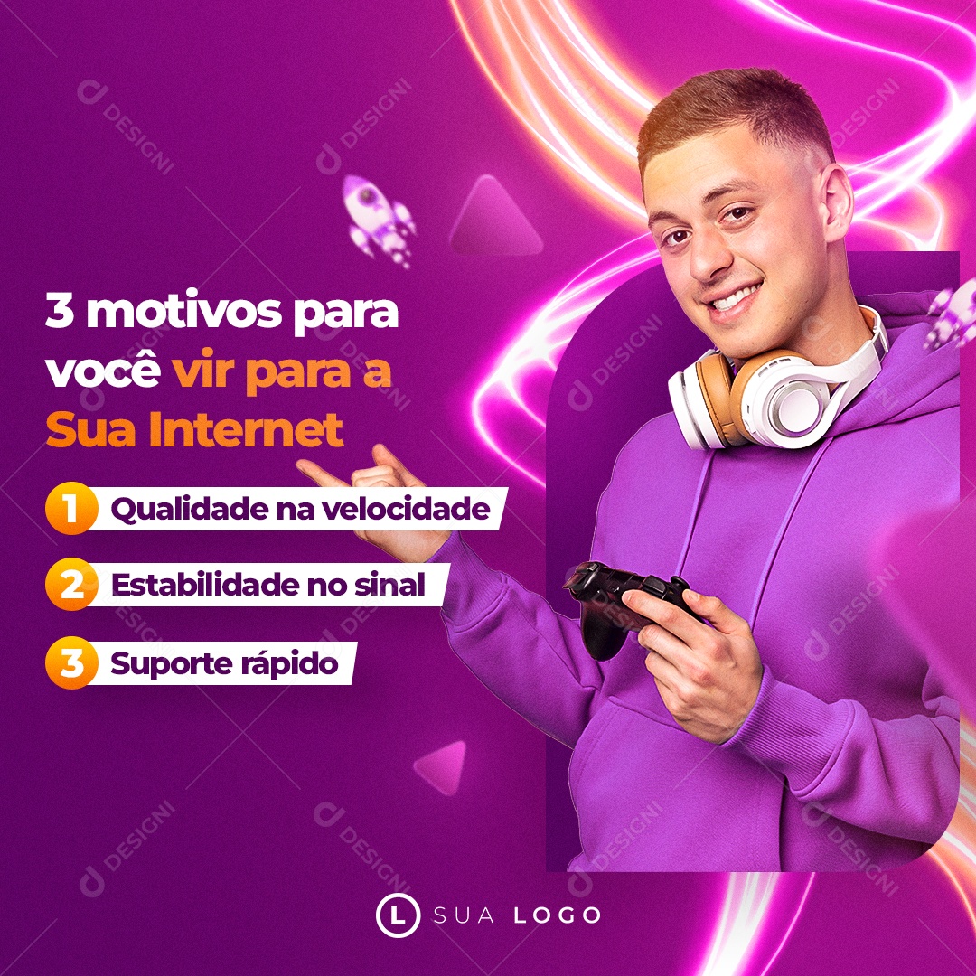 3 Motivos Para vc Usar Internet de Qualidade Social Media PSD Editável