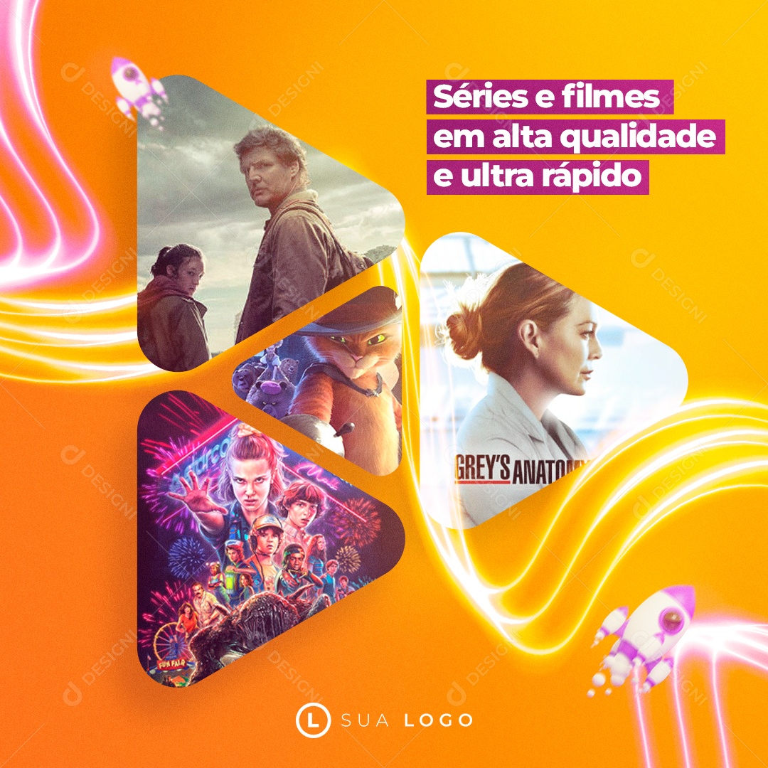 Series e Filmes com Alta Qualidade Social Media PSD Editável