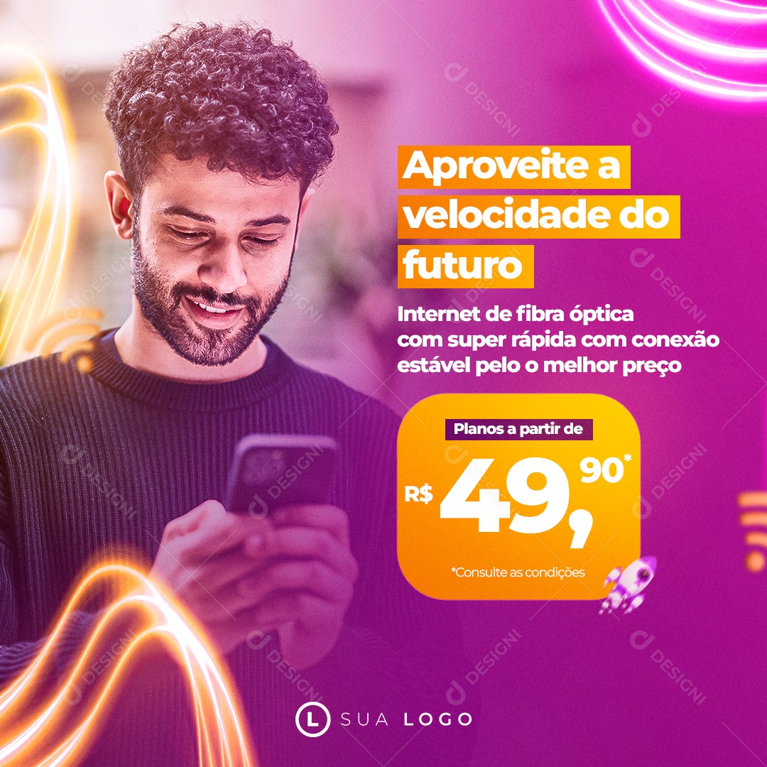 Internet Com a Velocidade do Futuro Social Media PSD Editável