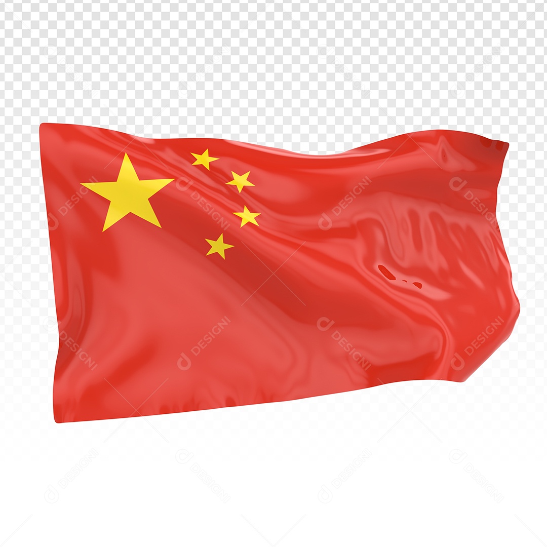 Bandeira Da China Elemento 3D Para Composição PSD