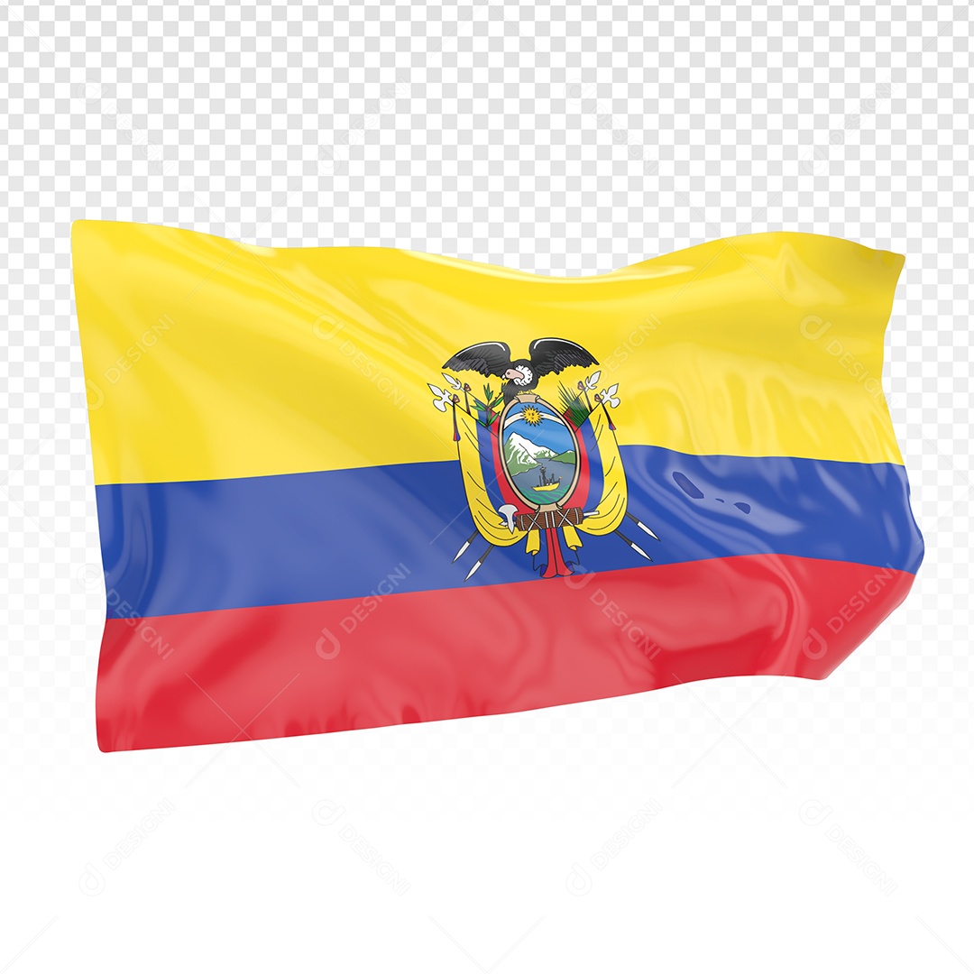 Bandeira Da Equador Elemento 3D Para Composição PSD