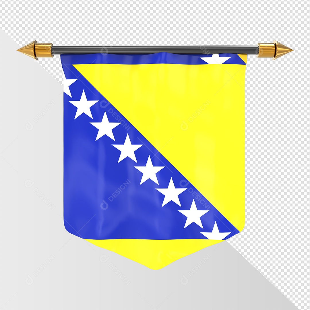 Bandeira Da Bósnia Elemento 3D Para Composição PSD