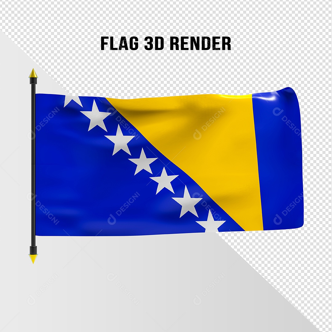Bandeira Da Bósnia Elemento 3D Para Composição PSD