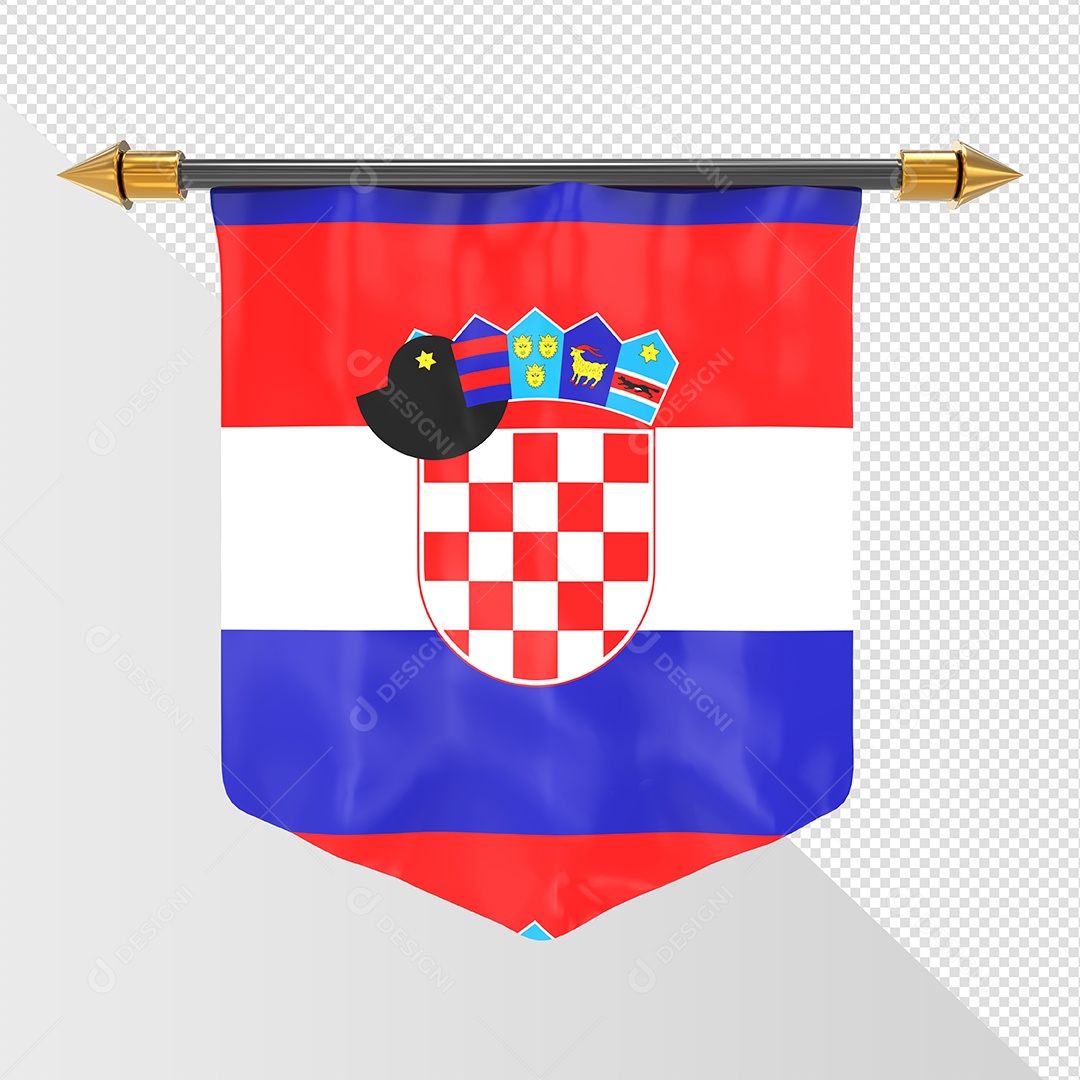 Bandeira Da Croácia Elemento 3D Para Composição PSD