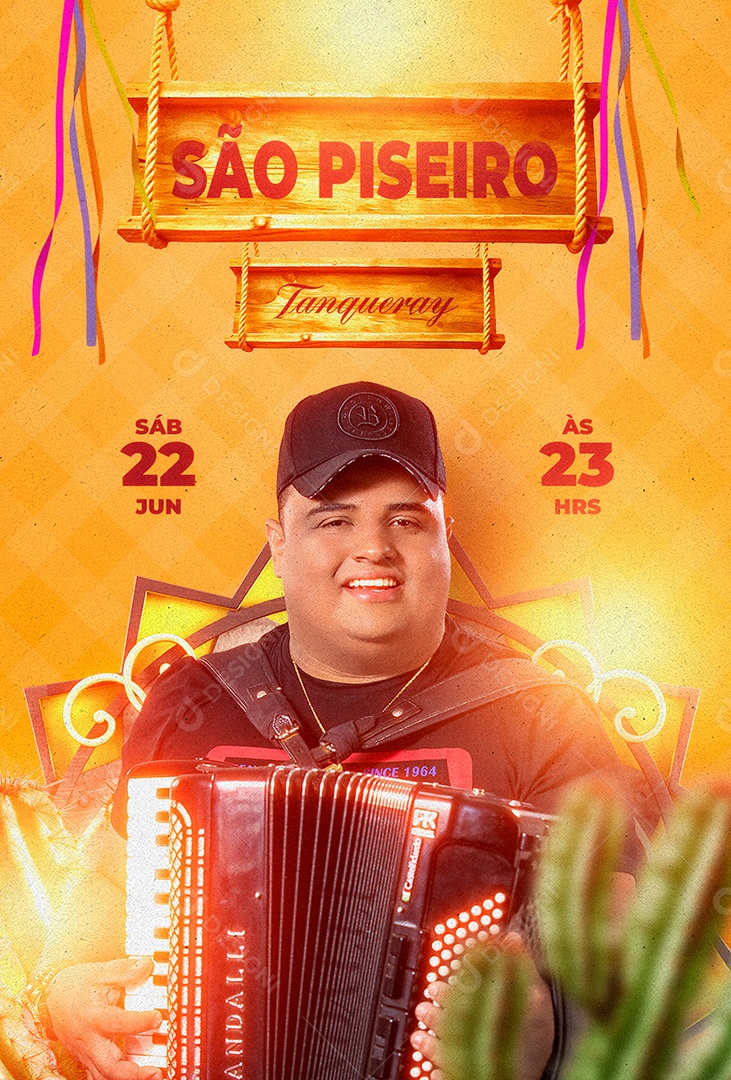 São Piseiro Flyer Tarcísio Do Acordeon Social Media PSD Editável
