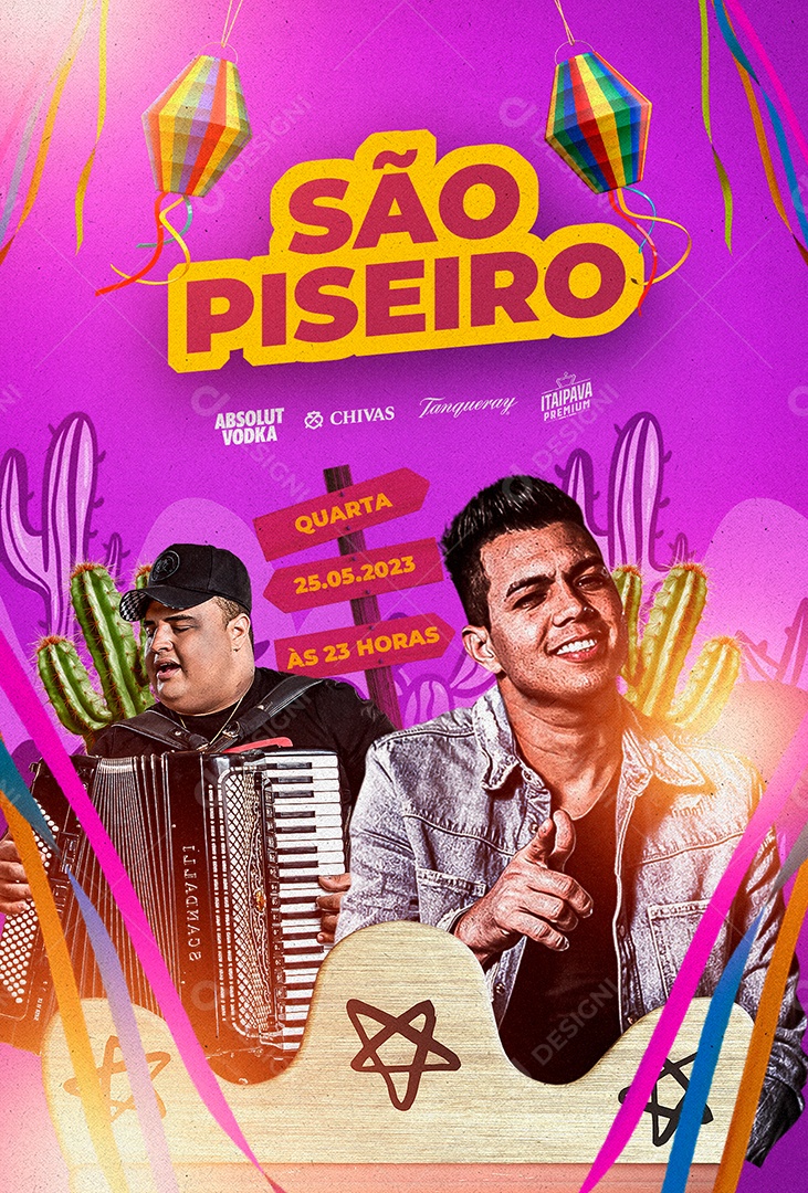 São Piseiro Flyer Tarcísio Do Acordeon Vitor Fernandes Social Media PSD Editável