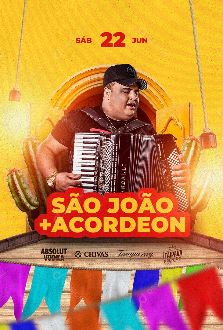 São João + Acordeon Flyer Tarcísio Do Acordeon Social Media PSD Editável