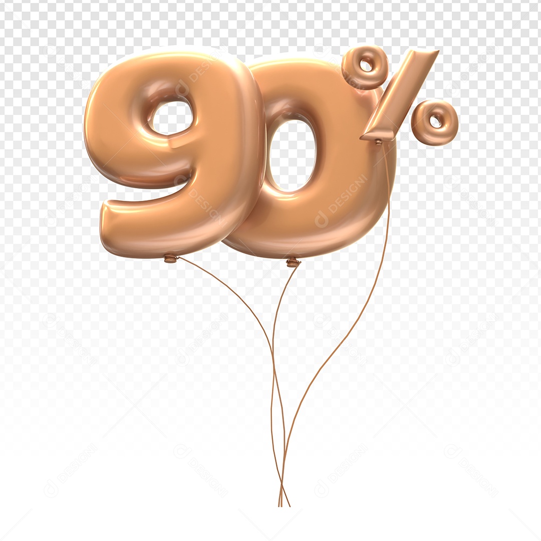 Balão Marrom Número 90% Desconto Elemento 3D Para Composição PSD