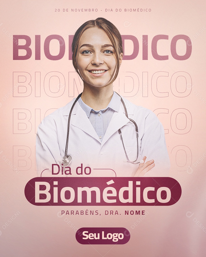Eles unem Ciência, Dedicação e Acolhimento Feliz Dia do Biomédico Social Media PSD Editável