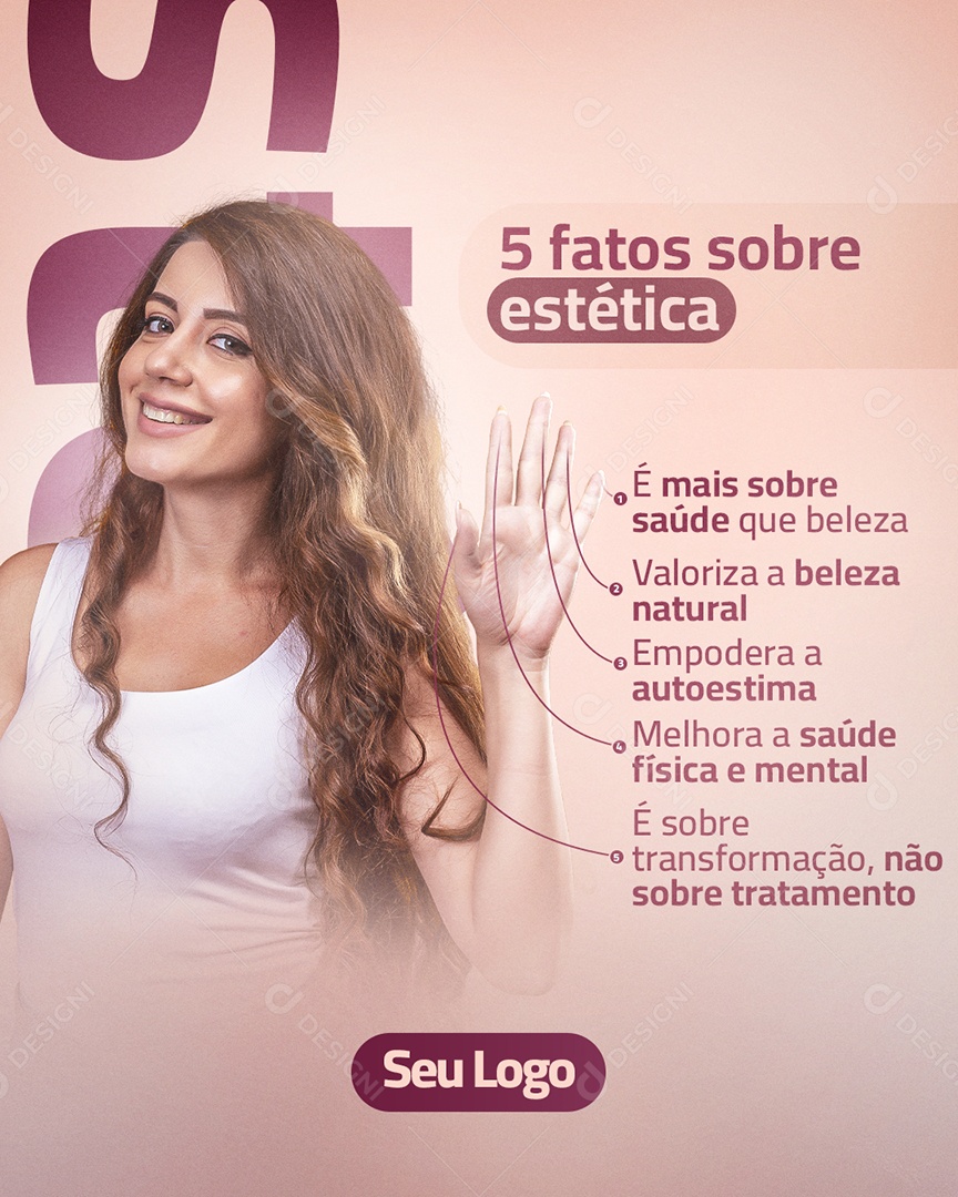 Fatos Sobre a Estética Saúde Beleza Natural Social Media PSD Editável