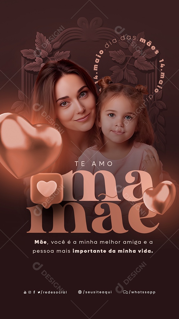 Story Mãe Você é a Minha Melhor Amiga Feliz Dia Das Mães Social Media PSD Editável