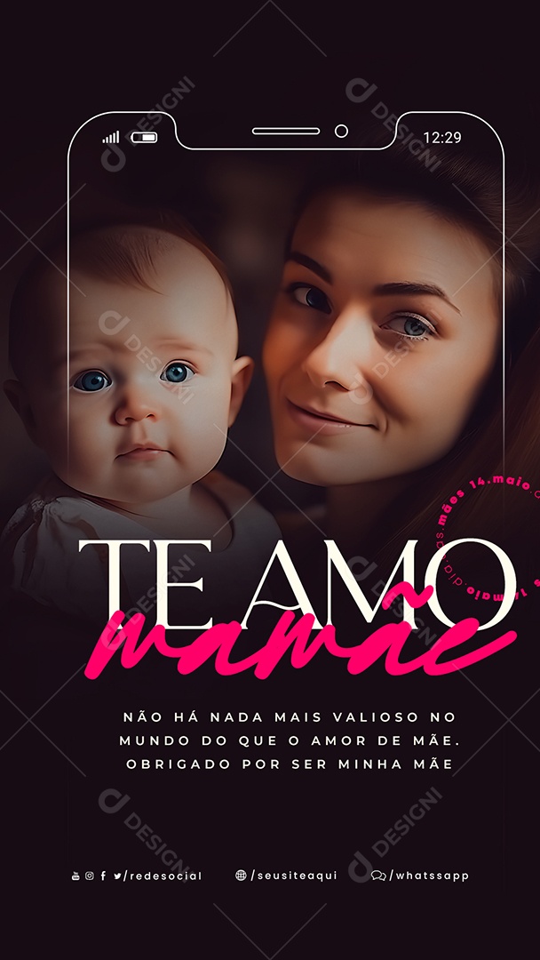 Story Te Amo Mamãe 14 De Maio Dia Das Mães Social Media PSD Editável