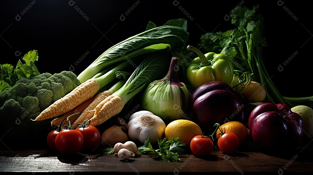 Legumes e verduras frescos sobre fundo isolado
