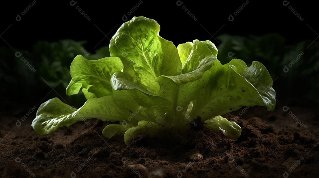 Alfaces crescendo na horta orgânica