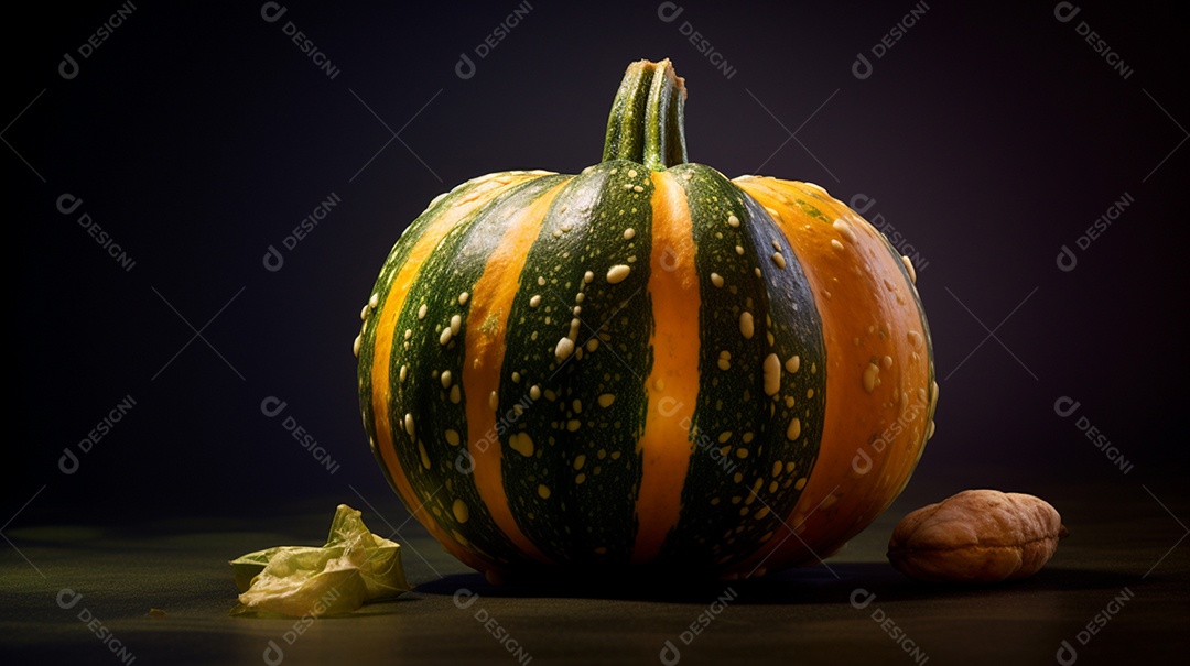 Abóbora madura com respingos de água