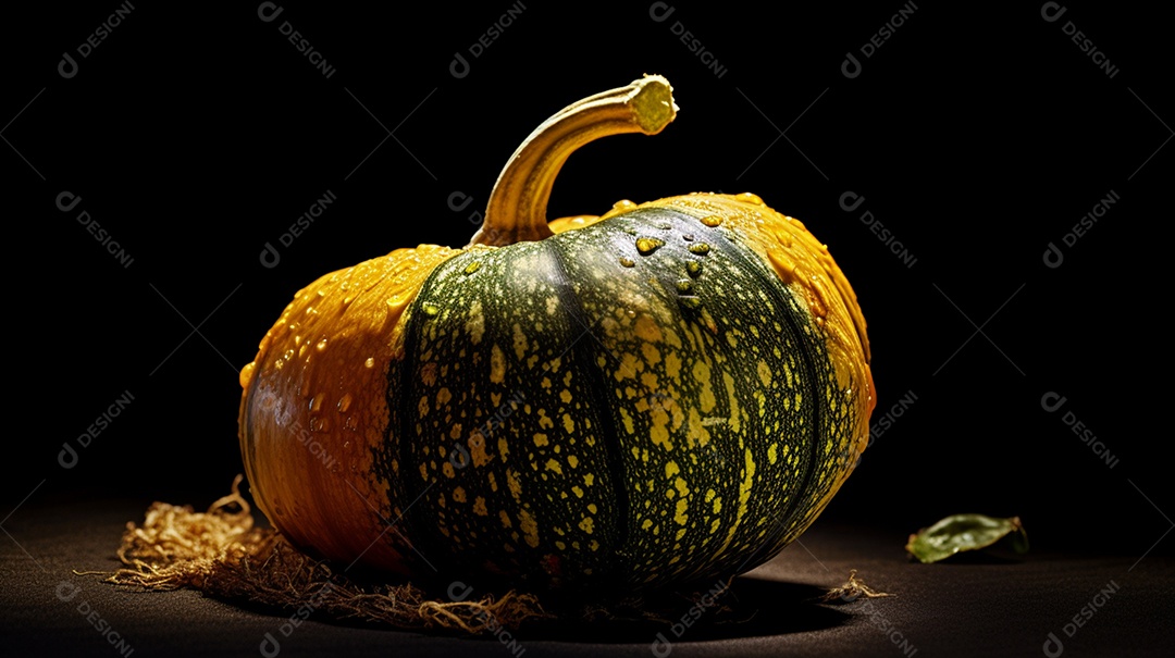 Abóbora madura com respingos de água