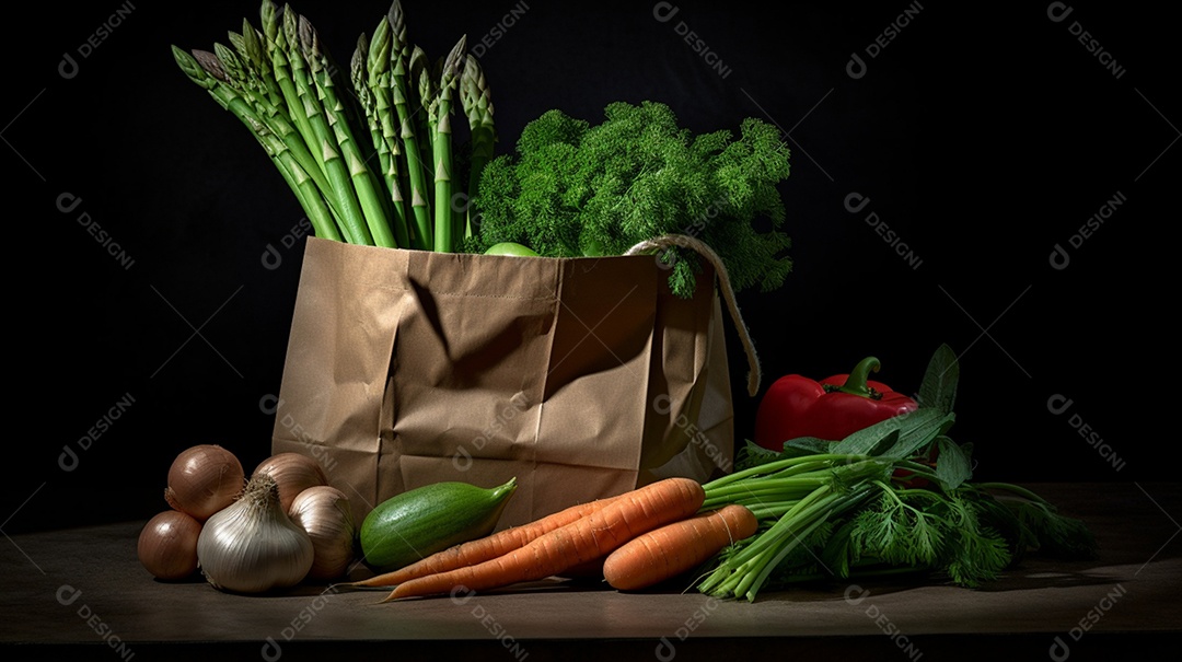 Vegetais saudáveis sobre uma mesa em fundo isolado