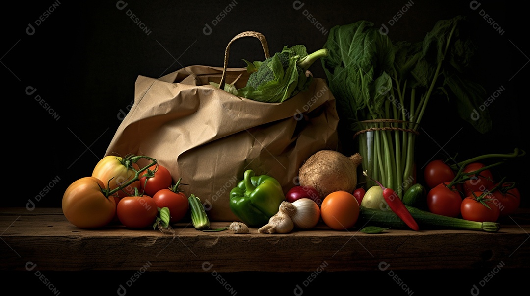 Vegetais saudáveis sobre uma mesa em fundo isolado