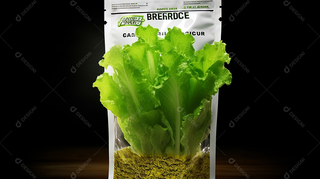 Pacote de sementes de alface em fundo isolado