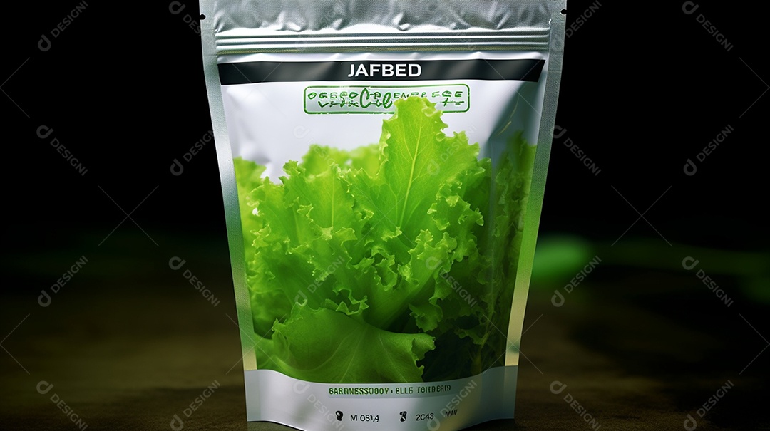 Pacote de sementes de alface em fundo isolado