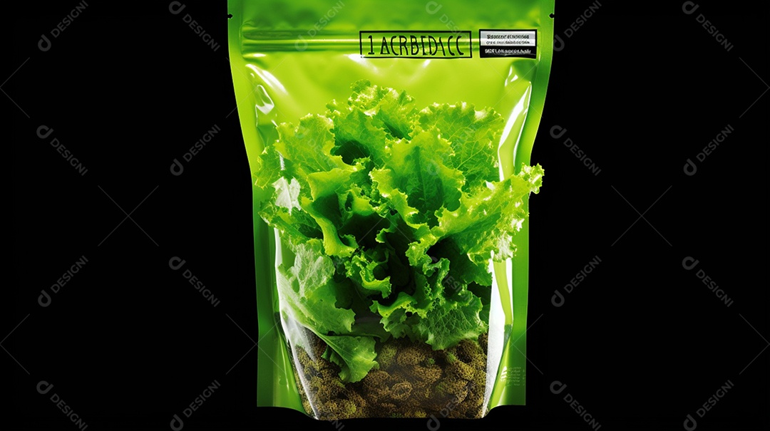 Pacote de sementes de alface em fundo isolado