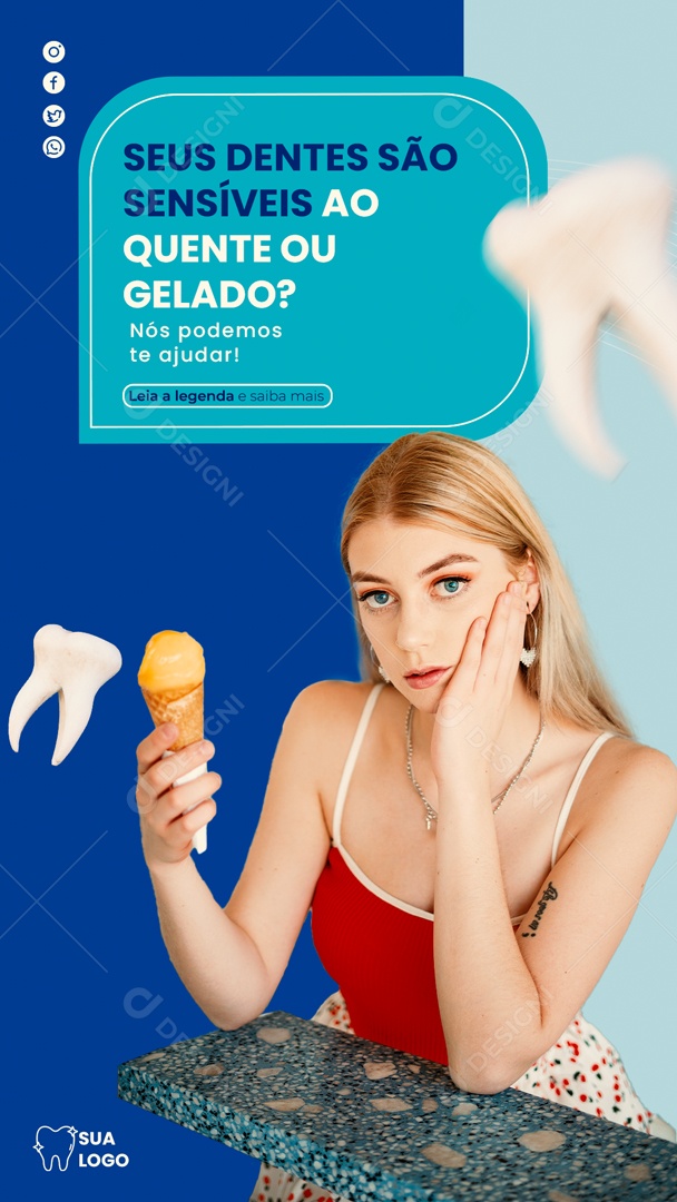 Story Dentes Sensíveis Para Agua Gelada ou Quente Social Media PSD Editável