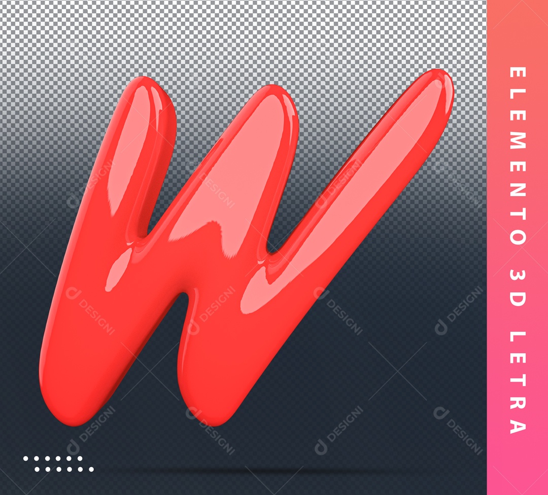 Elemento 3D De Letra W Vermelho Alfabeto Para Composição PSD