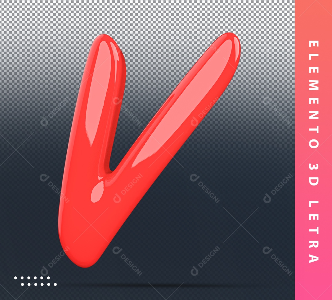 Elemento 3D De Letra V Vermelho Alfabeto Para Composição PSD