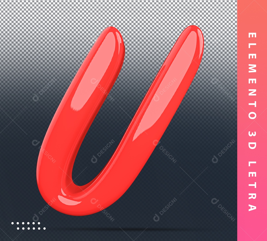Elemento 3D De Letra U Vermelho Alfabeto Para Composição PSD