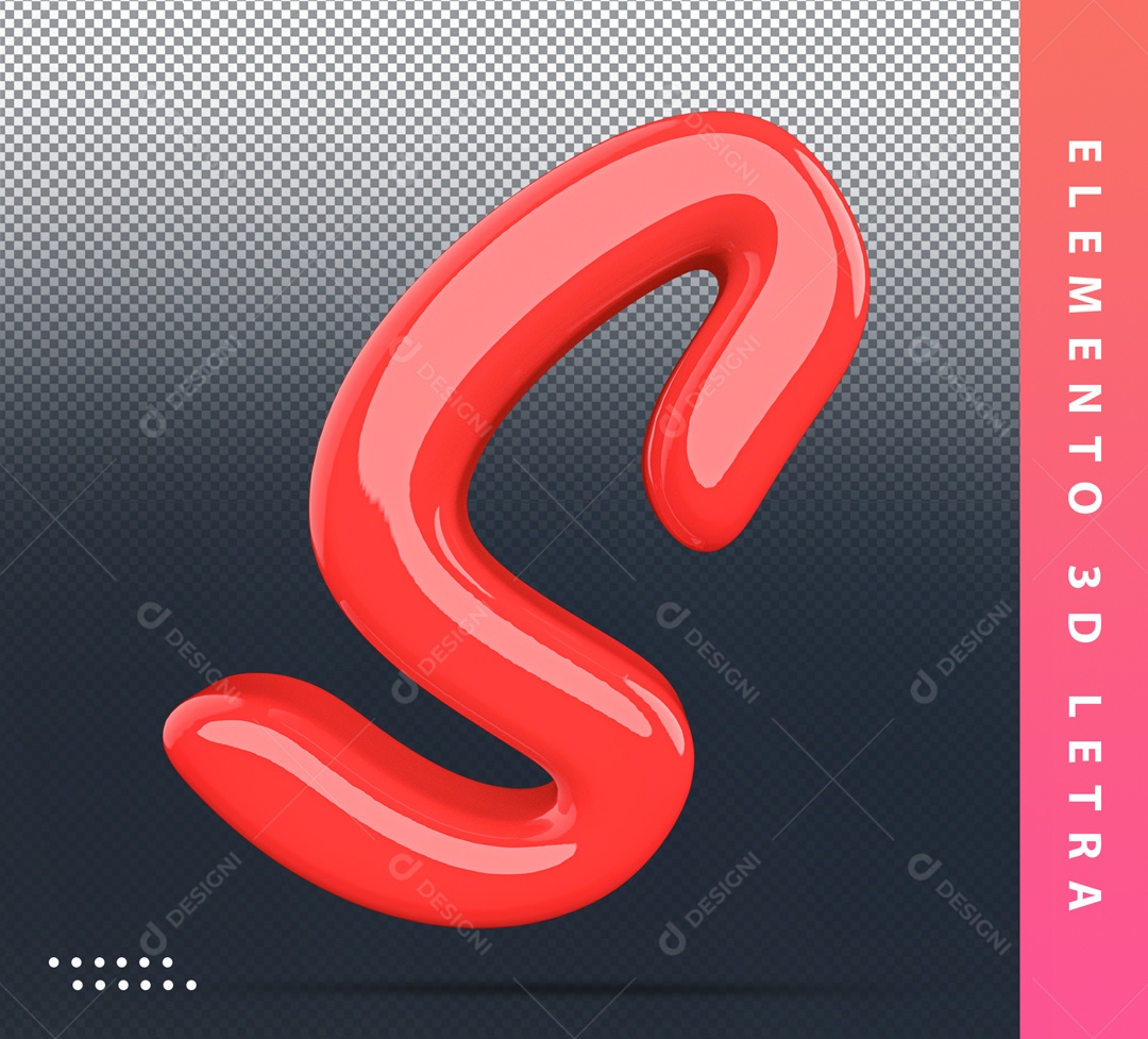 Elemento 3D De Letra S Vermelho Alfabeto Para Composição PSD