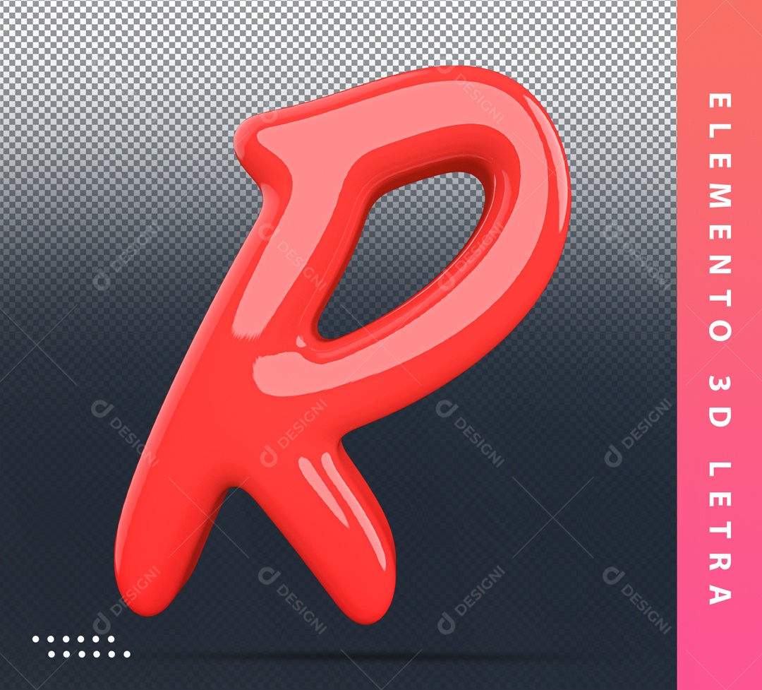 Elemento 3D De Letra R Vermelho Alfabeto Para Composição PSD